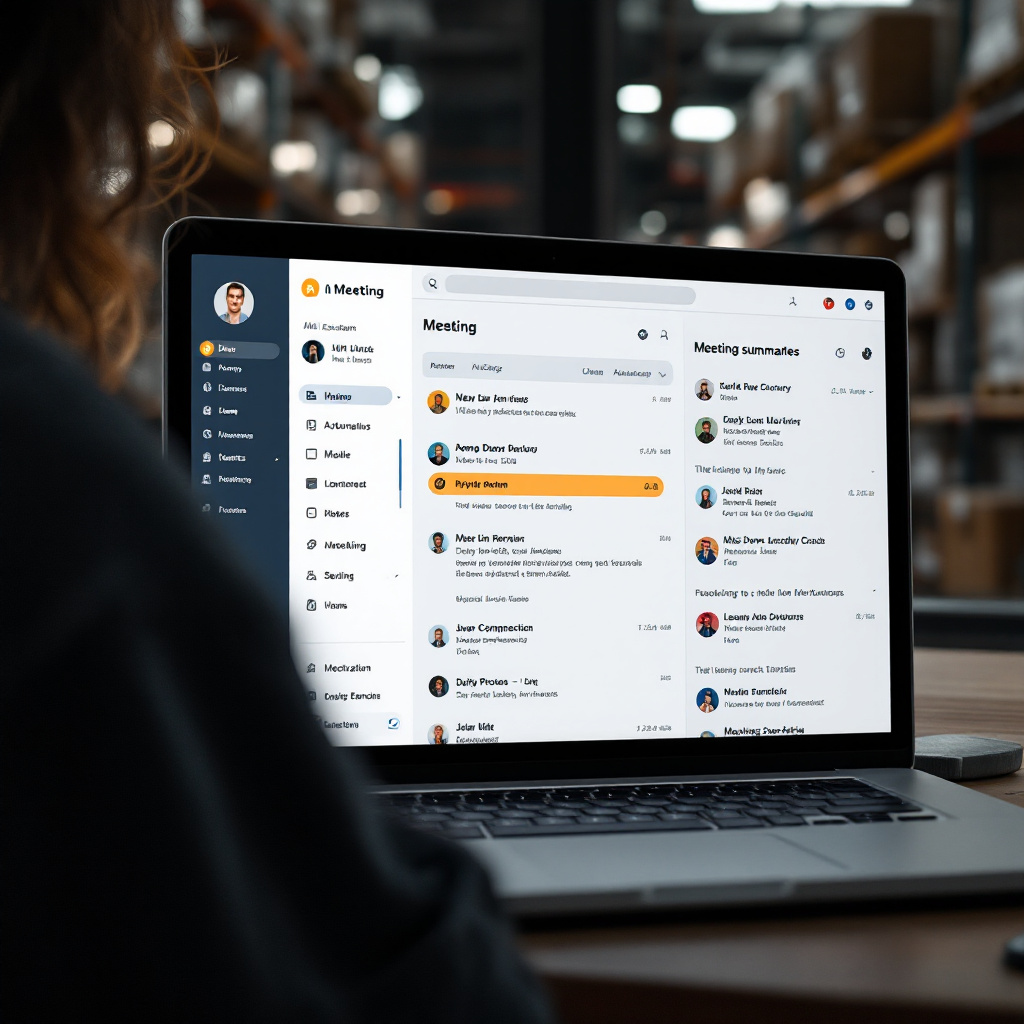 AI assistant organising inbox AI assistant interface showing an inbox being automatically organised, with priority emails highlighted and meeting summaries visible