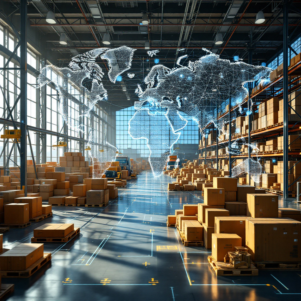Global logistics network connected by AI Global logistics network connected by AI