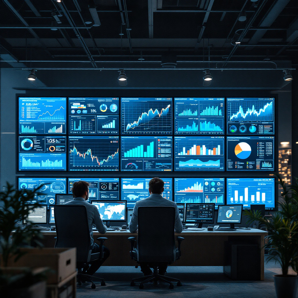 Logistics control room with real-time shipment monitoring