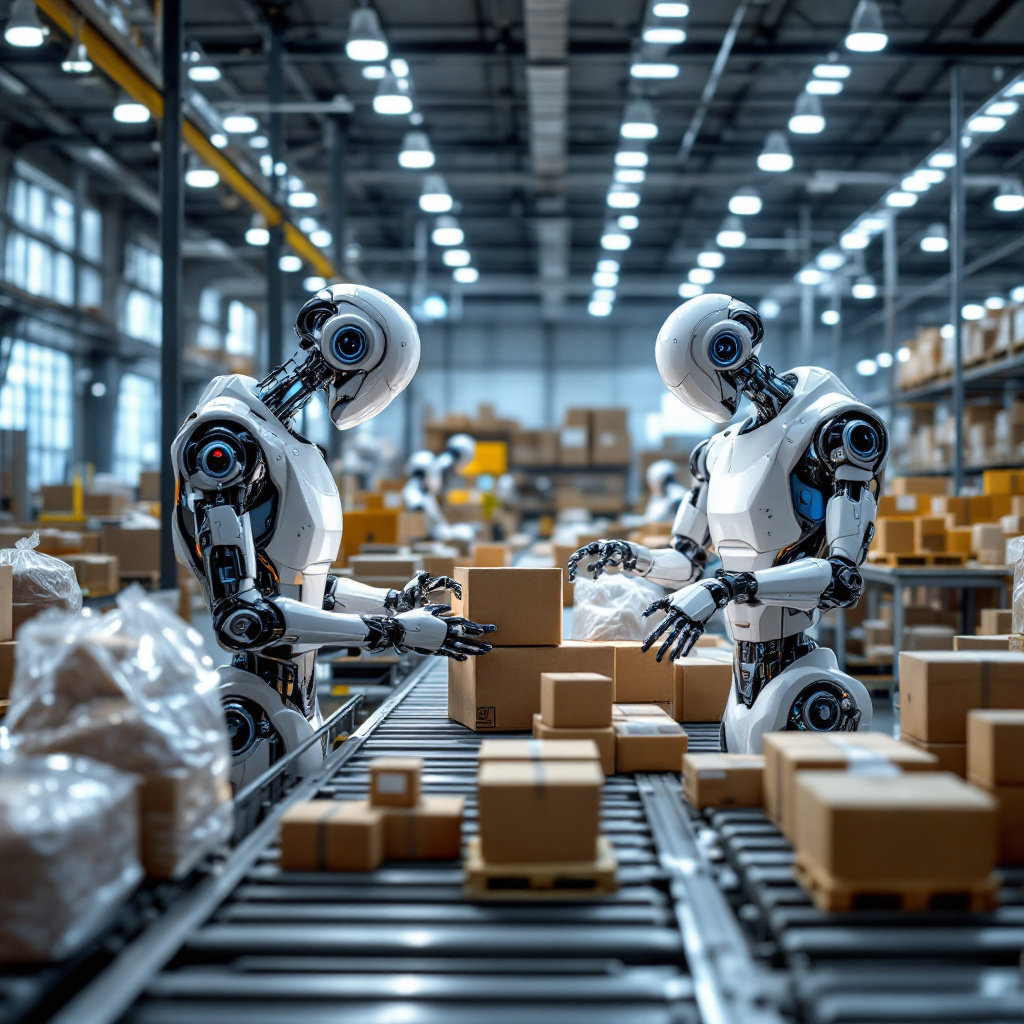 AI-powered robotic systems in a warehouse