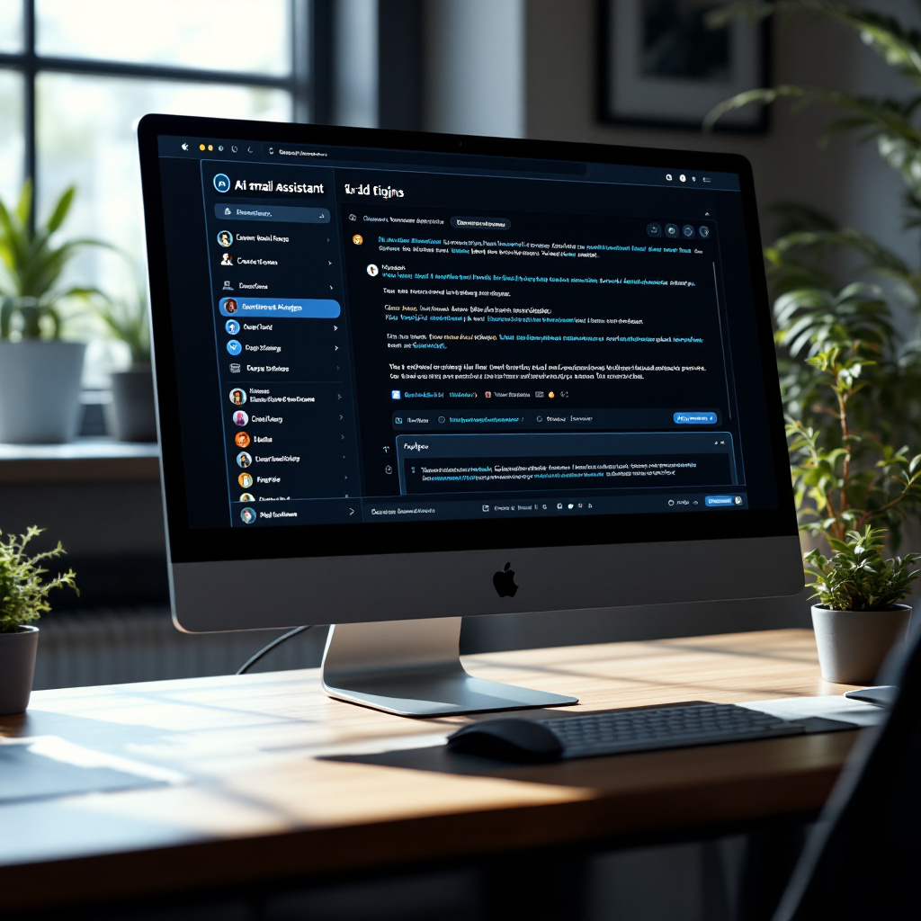 Schnittstelle eines KI-E-Mail-Assistenten auf einem Computer Schnittstelle eines KI-E-Mail-Assistenten auf einem Computer