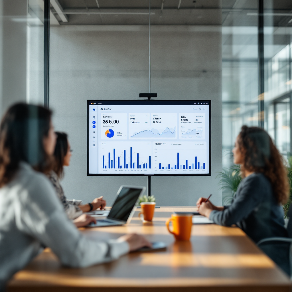 KI‑Effizienz‑Dashboard mit Teambesprechung