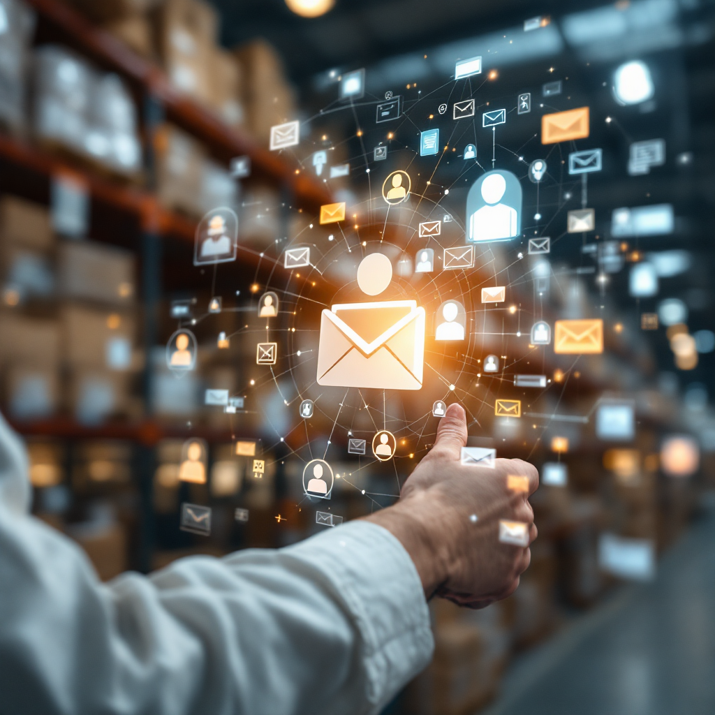 AI processing email with knowledge graph linking invoices and customers