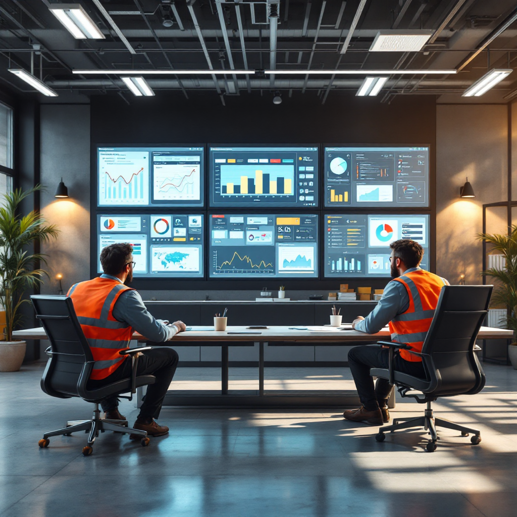 Logistieke controlekamer met dashboards voor roosteroptimalisatie