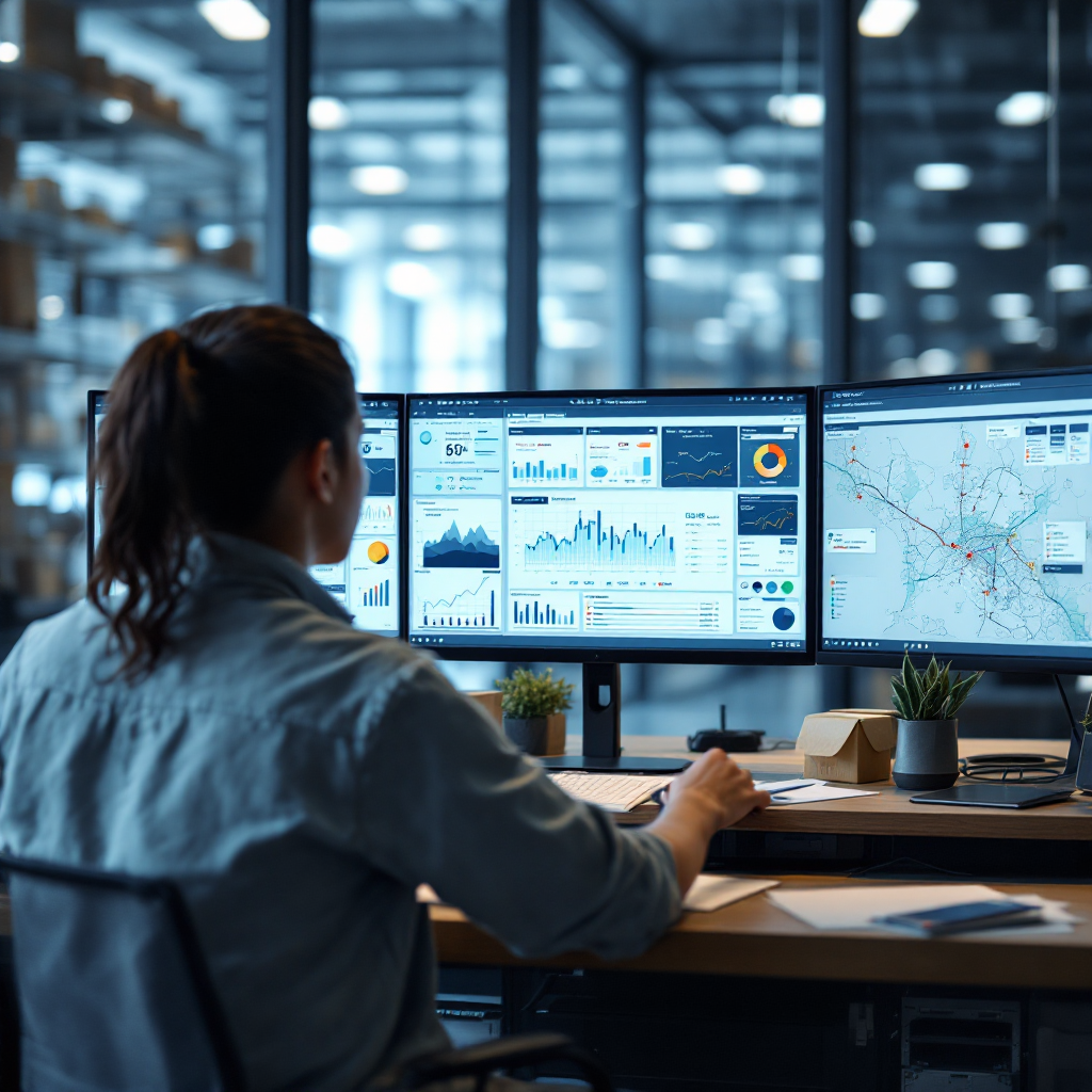 Sala operativa con dashboard logistiche in tempo reale
