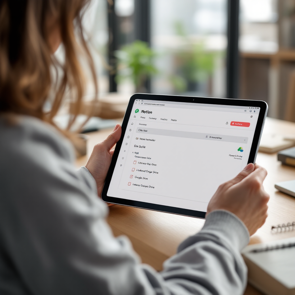 Notion‑uppgiftsmall på en surfplatta Notion‑uppgiftsmall på en surfplatta