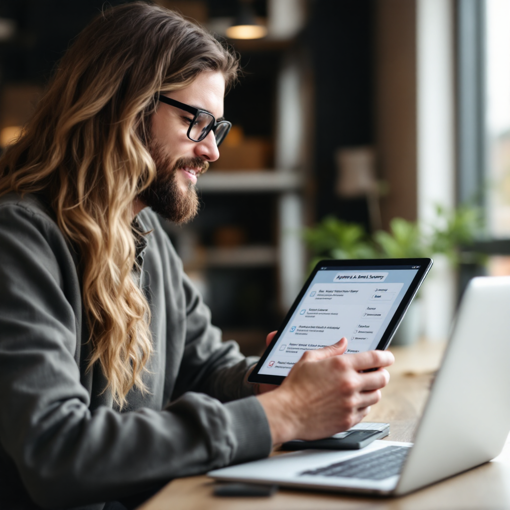 Membro da equipe aprovando um resumo gerado por IA