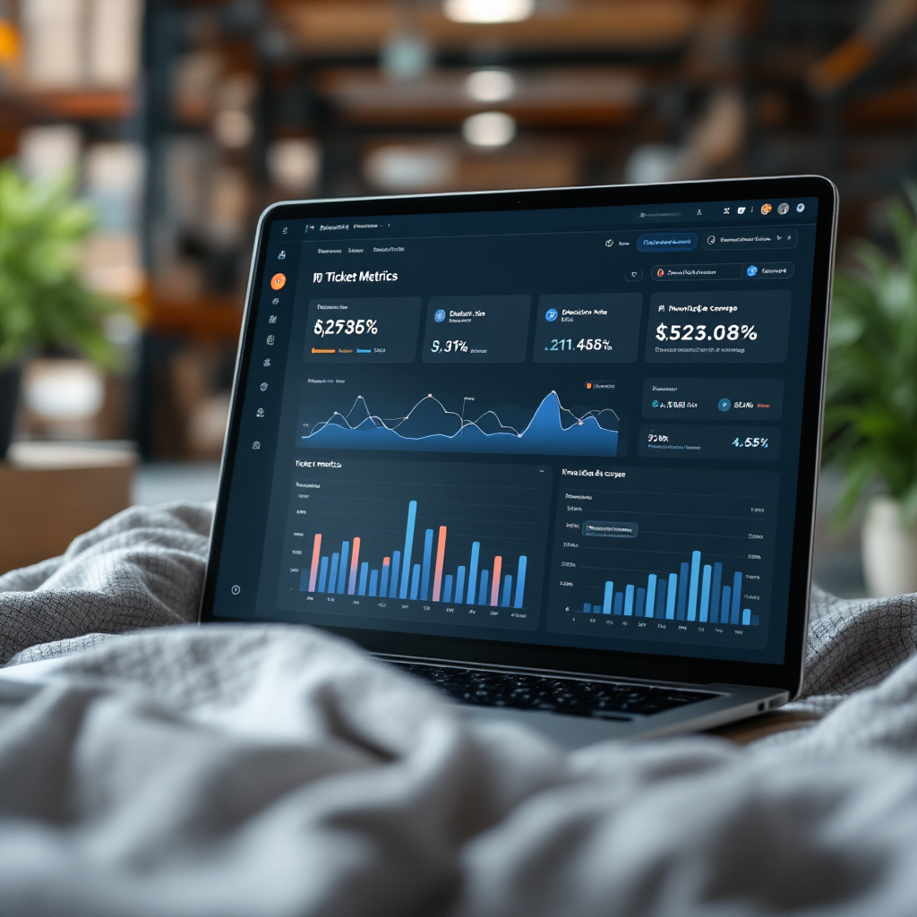 Vista de panel con métricas de tickets, tasa de desvío, recuento de escalados y cobertura de la base de conocimiento Vista de panel con métricas de tickets, tasa de desvío, recuento de escalados y cobertura de la base de conocimiento