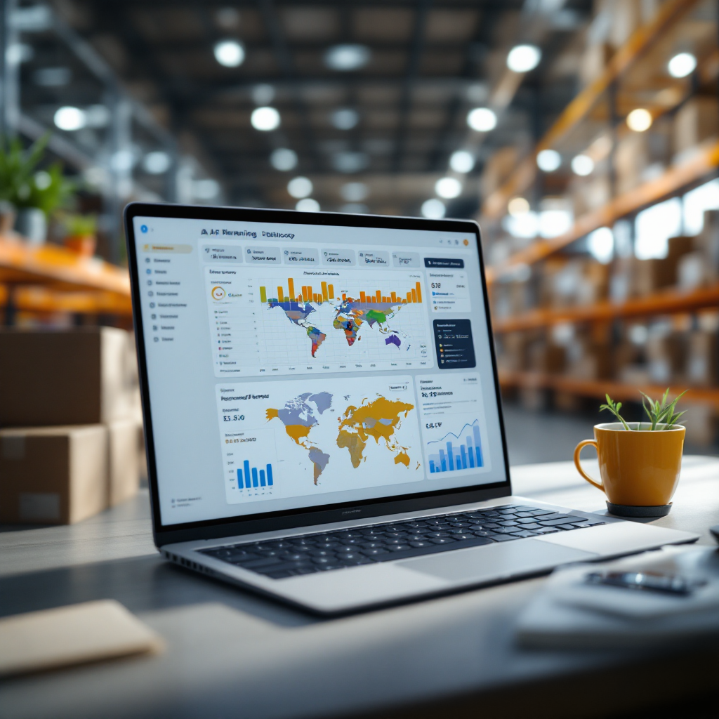 An AI planning dashboard showing network routes, capacity utilisation heatmap, and a card with recommended route changes