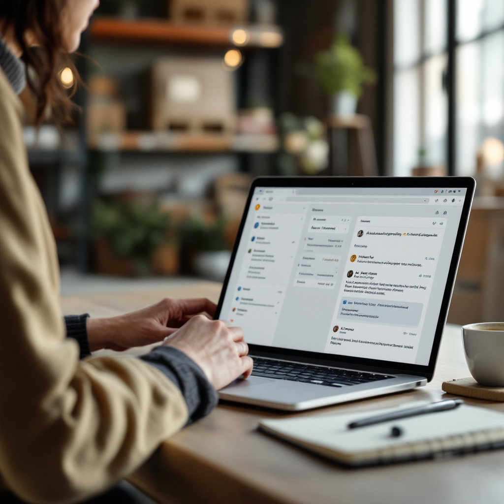 Boîte de réception avec réponses suggérées par l'IA et documents d'expédition attachés