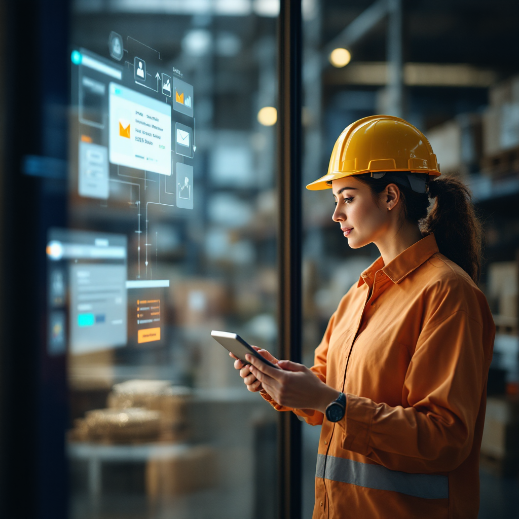 A visual timeline showing an email arriving, an AI extracting PO and invoice details, an ERP record updating, and a trader approving the response, no text or logos