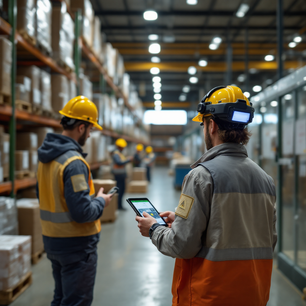 Lager med wearables og indikatorer for farligt gods Lager med wearables og indikatorer for farligt gods