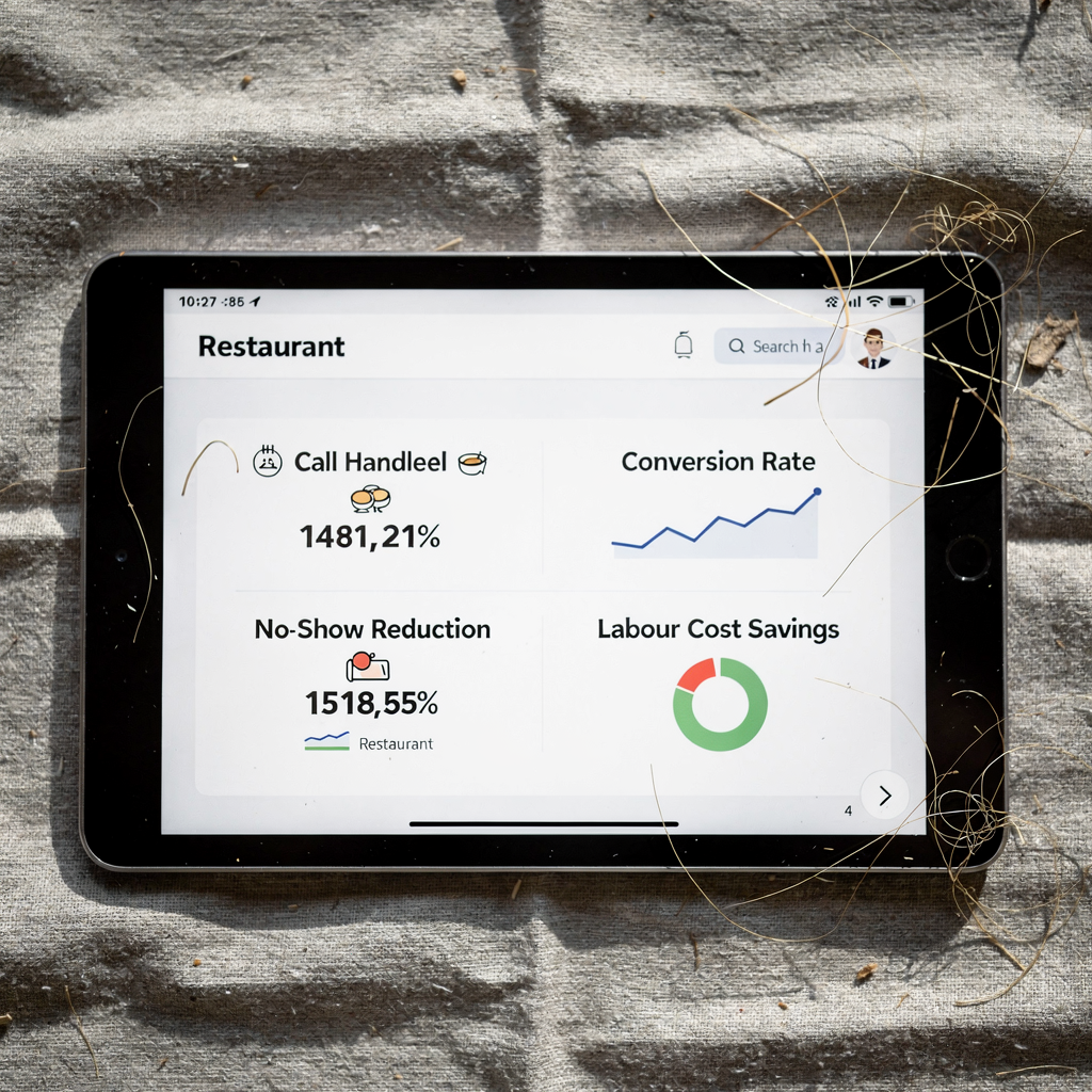 AI-dashboard der viser opkald og besparelser
