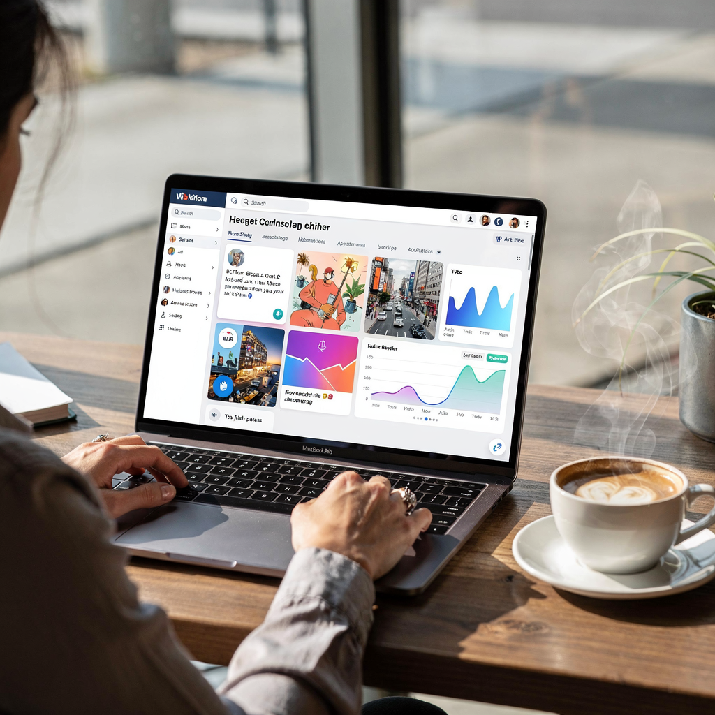 Calendário de redes sociais com sugestões geradas por IA e gráficos analíticos