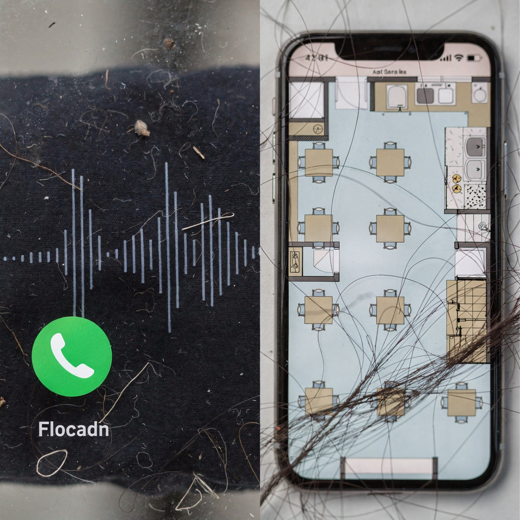 Fala dźwiękowa połączenia i plan sali restauracyjnej