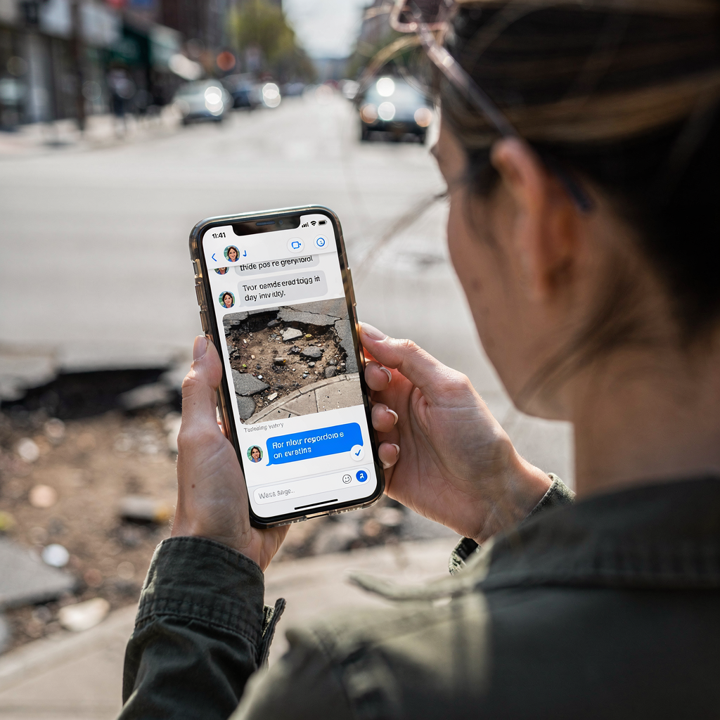 Občan hlásí výmolu přes chatbota