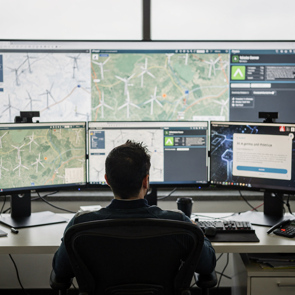 Leitstelle mit KI‑Ausfallwarnungen für Windpark