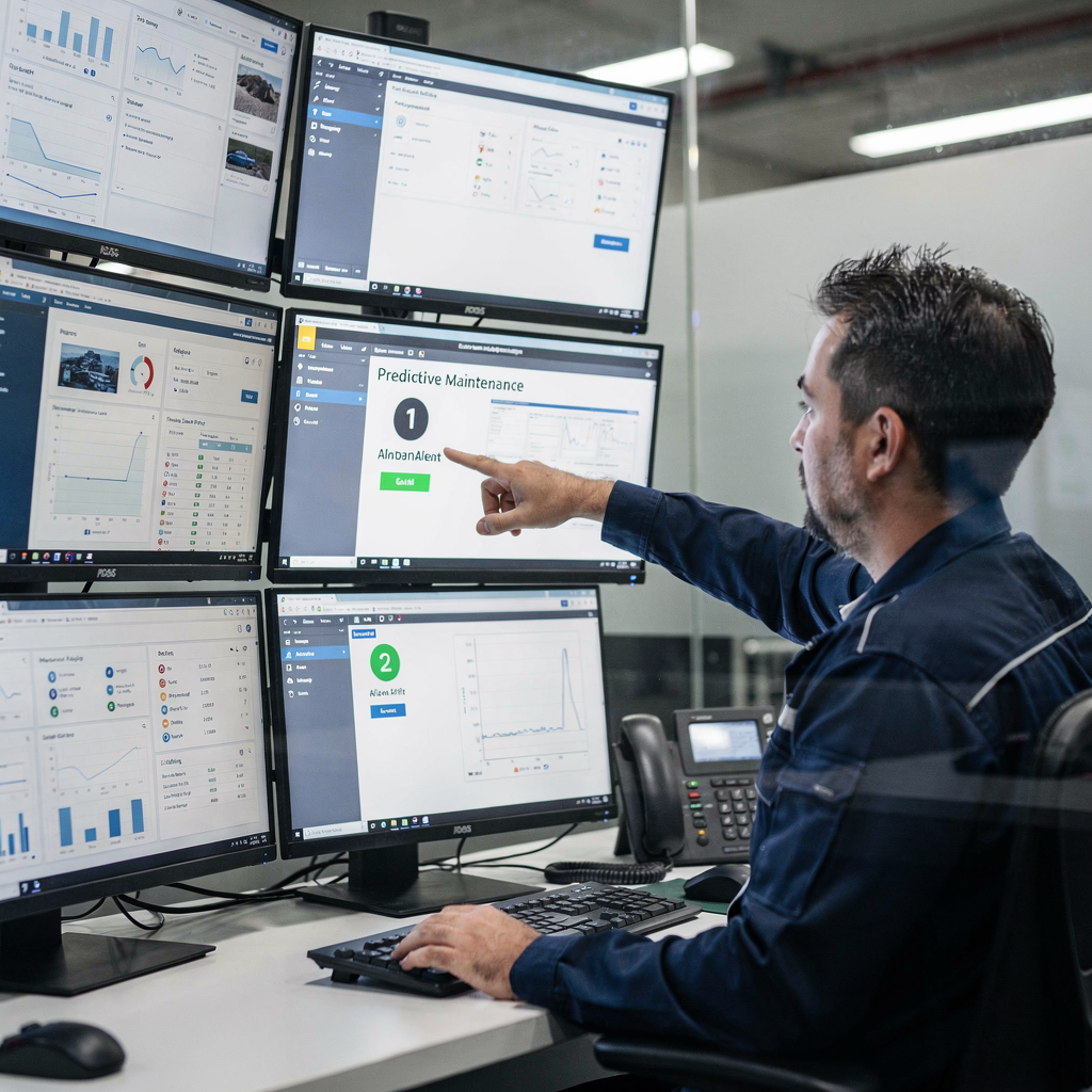 Control room with predictive maintenance dashboards Control room with predictive maintenance dashboards