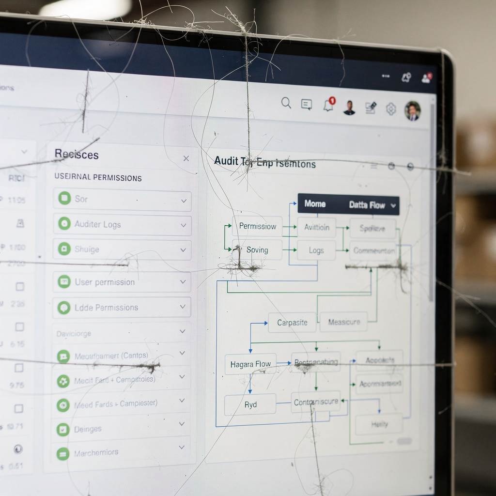 Panel pokazujący kontrolę dostępu i dzienniki audytu