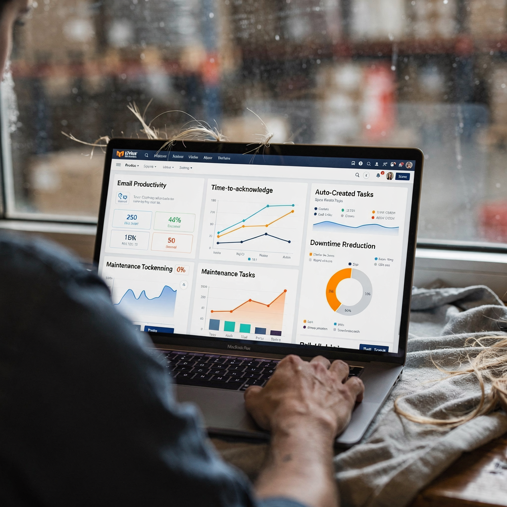Dashboard met KPI's voor e-mailproductiviteit en onderhoudstaken Dashboard met KPI's voor e-mailproductiviteit en onderhoudstaken