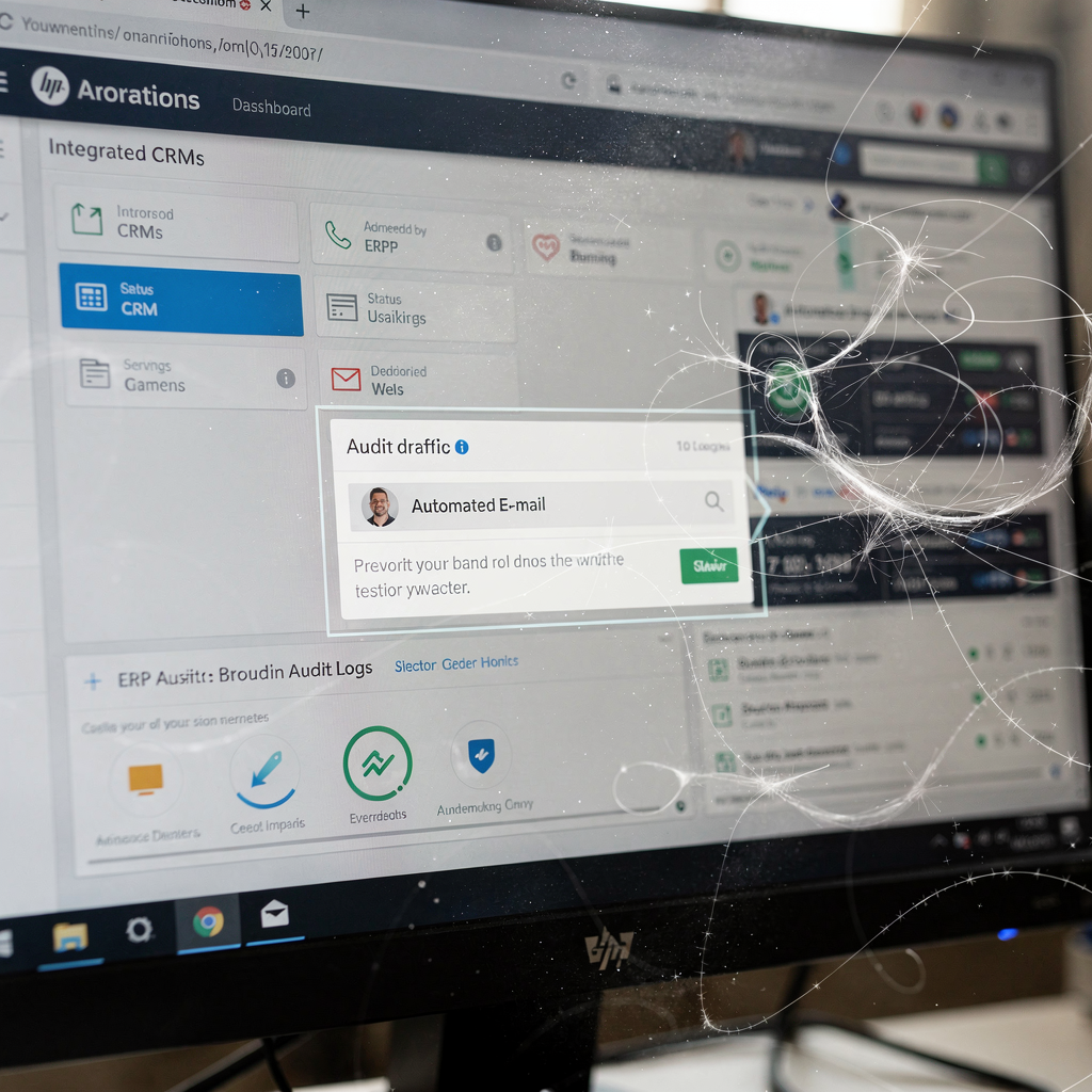 Dashboard mit integriertem CRM- und ERP-Status und Hinweisen auf automatisierte E-Mails