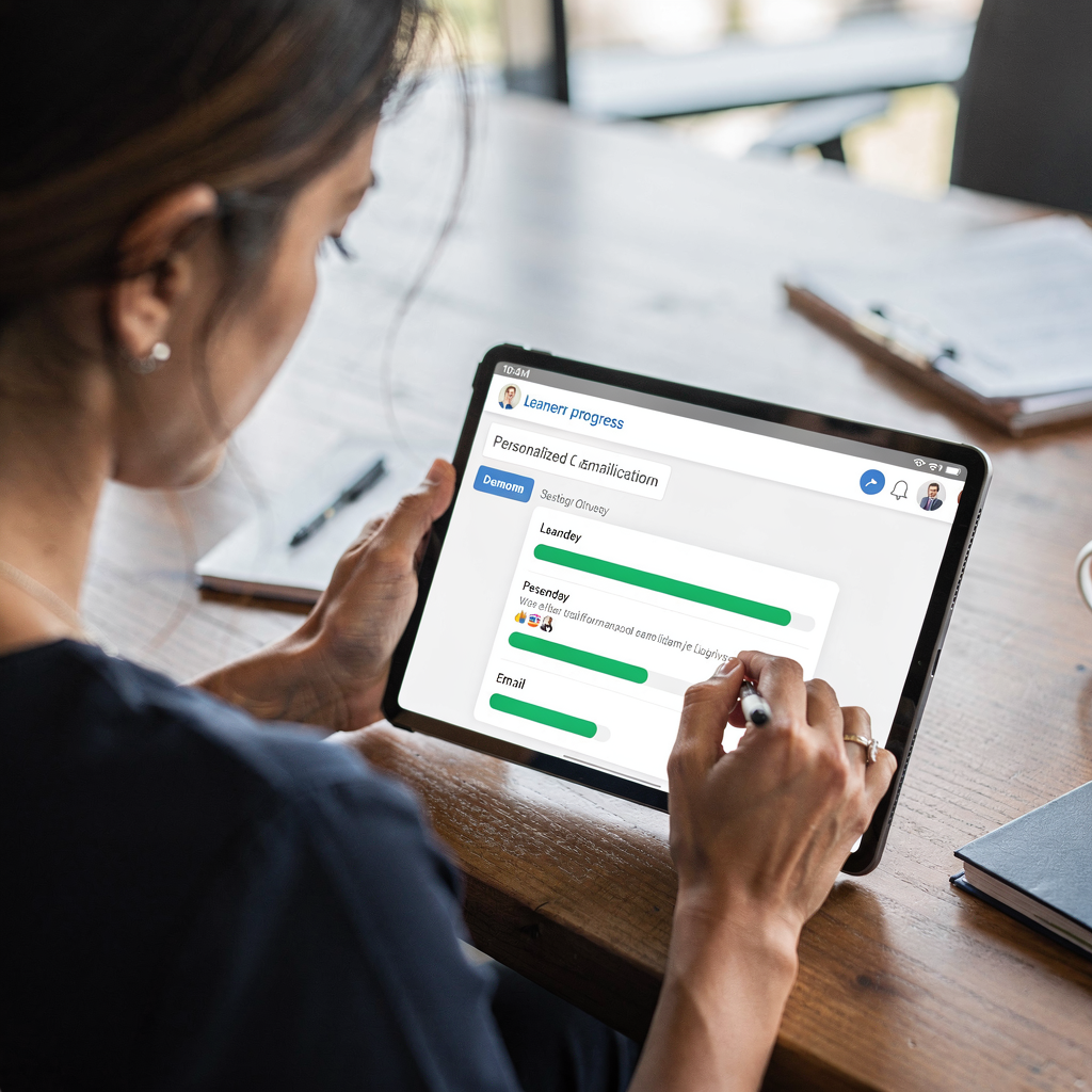 Underviser som gjennomgår personaliserte e-postutkast
