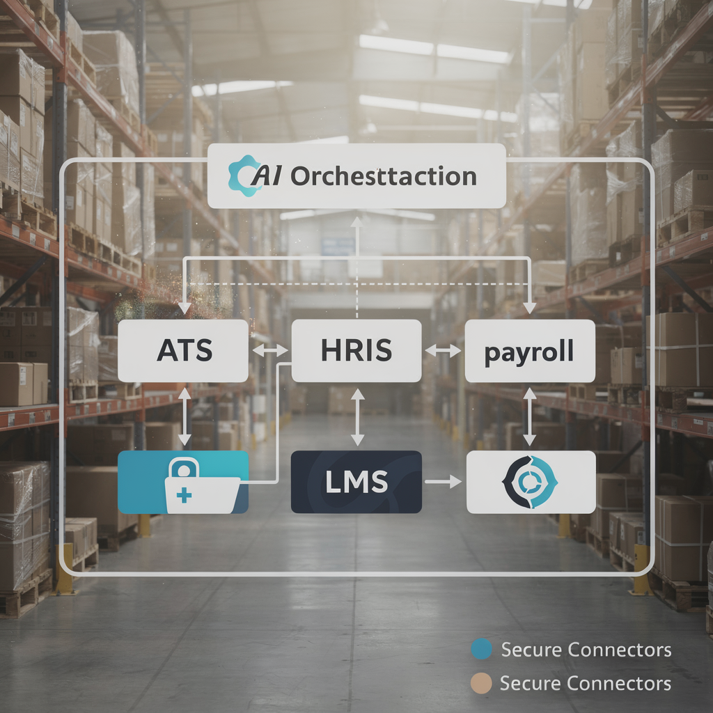 HR tech stack diagram with AI orchestration layer