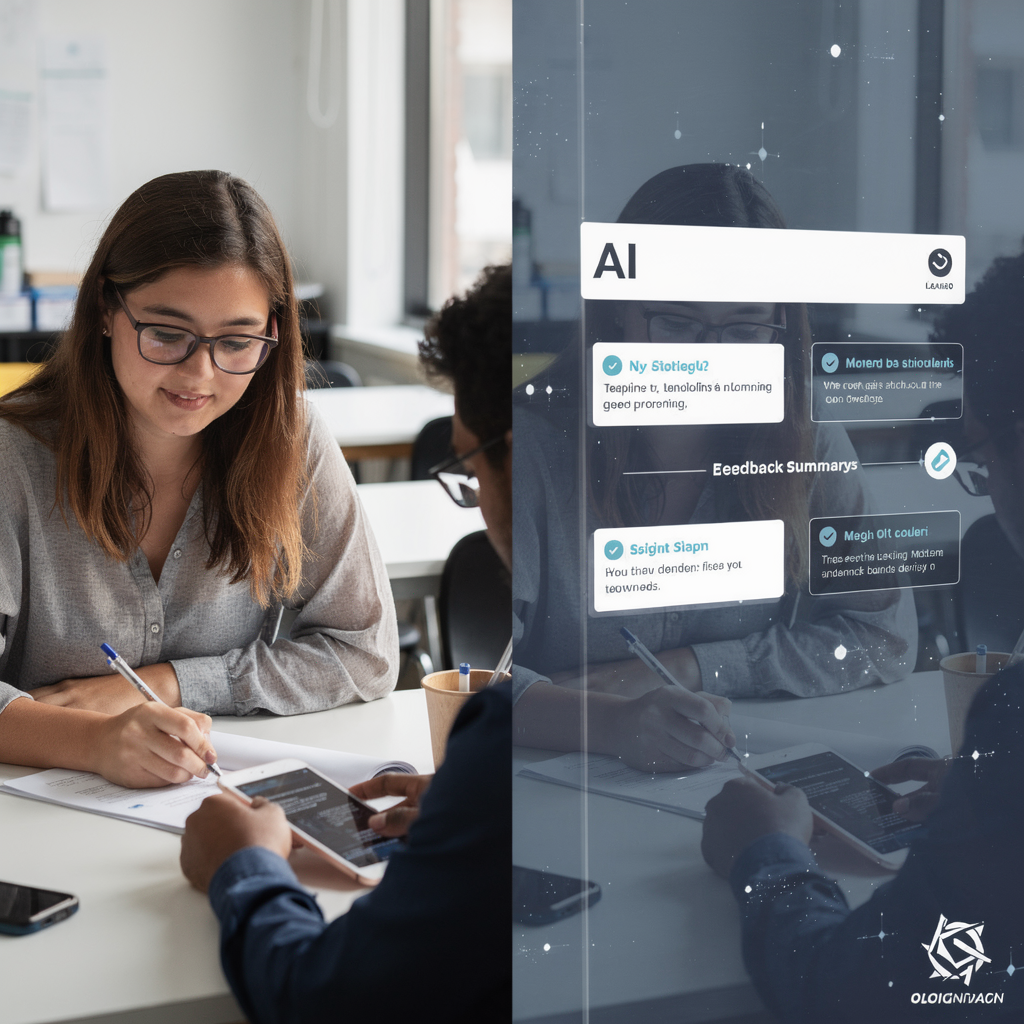 Human TA and AI feedback interface side by side