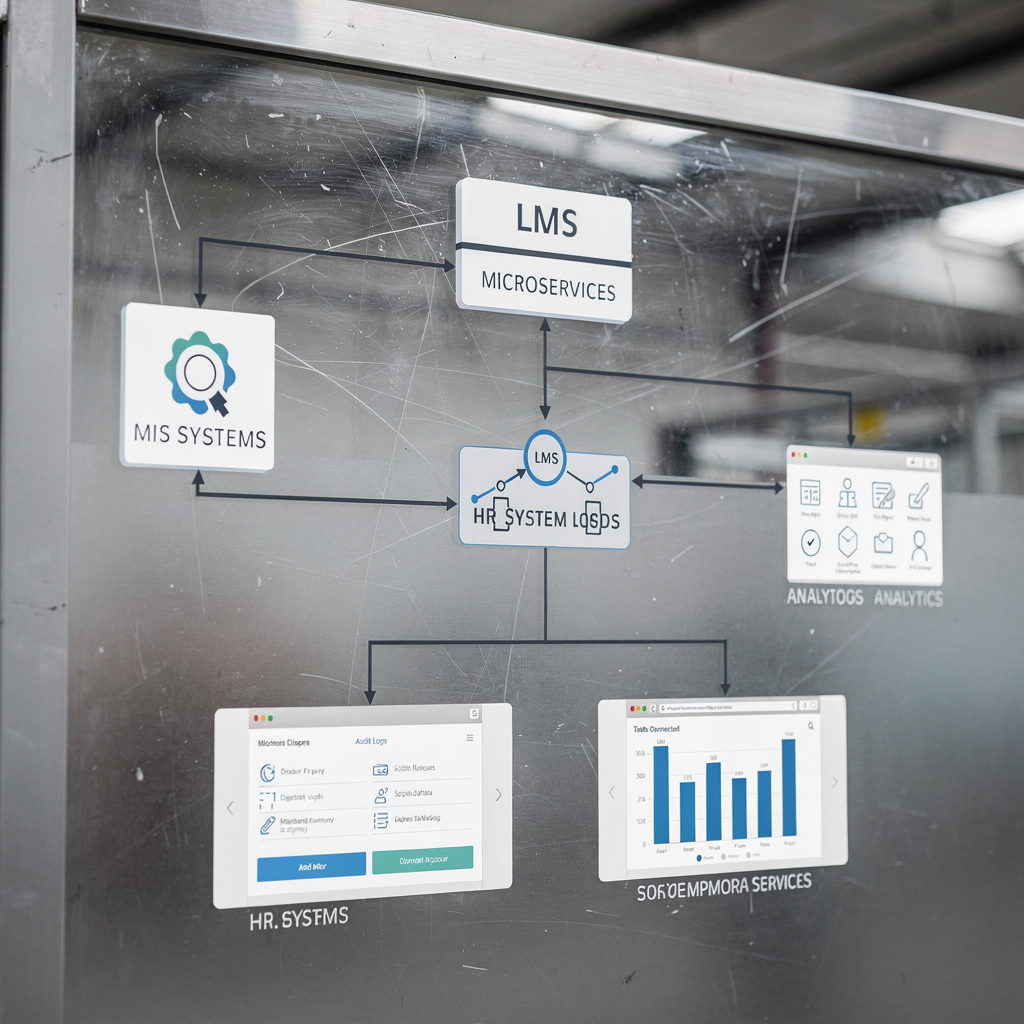 Diagram architektury integracji LMS i mikrousług AI