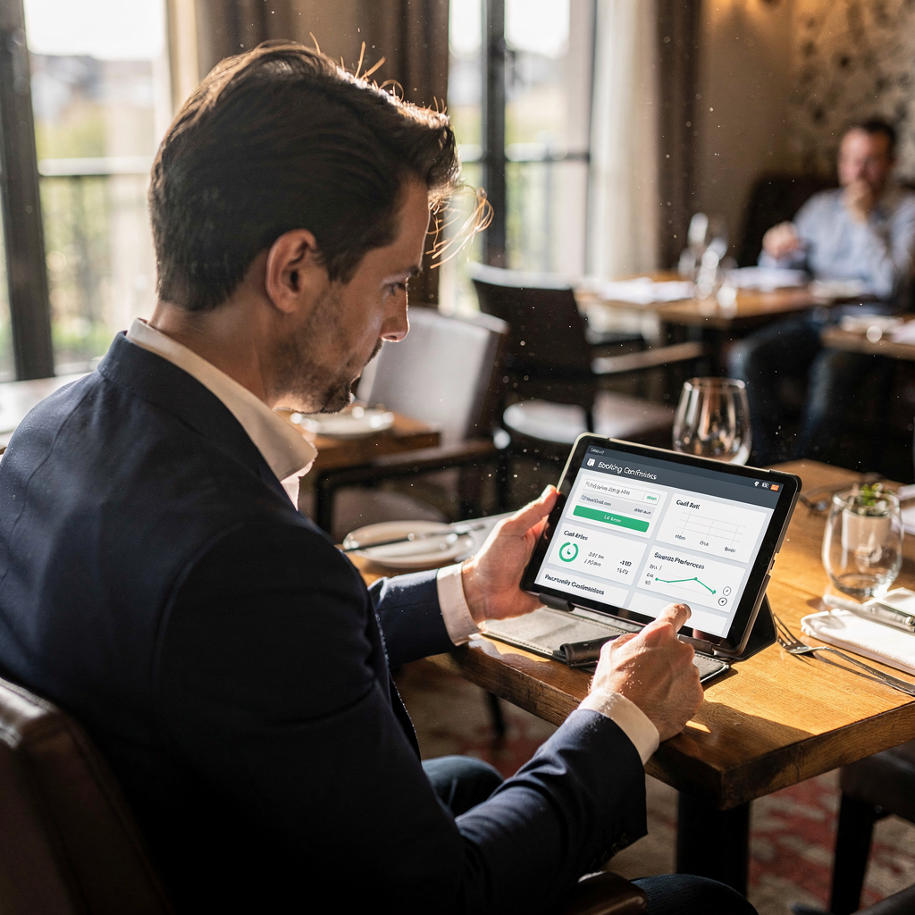 Responsabile del ristorante che controlla la dashboard delle prenotazioni Responsabile del ristorante che controlla la dashboard delle prenotazioni