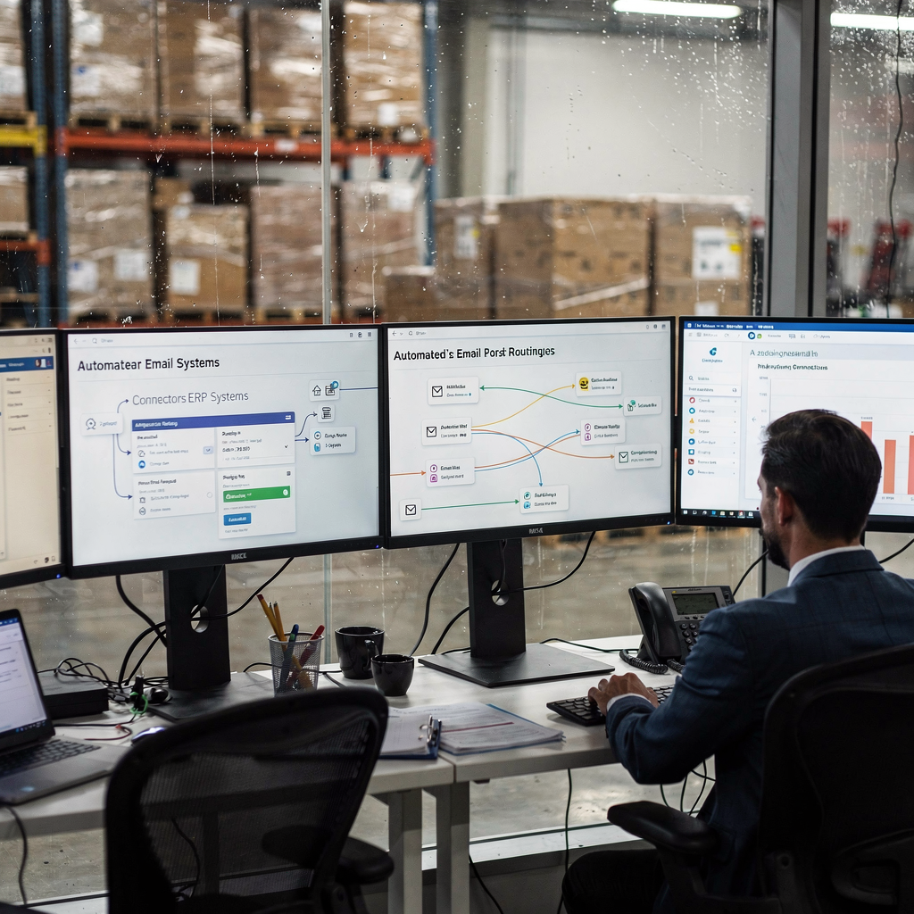 Operations‑team dat AI‑e‑mailautomatiseringsstatistieken bekijkt