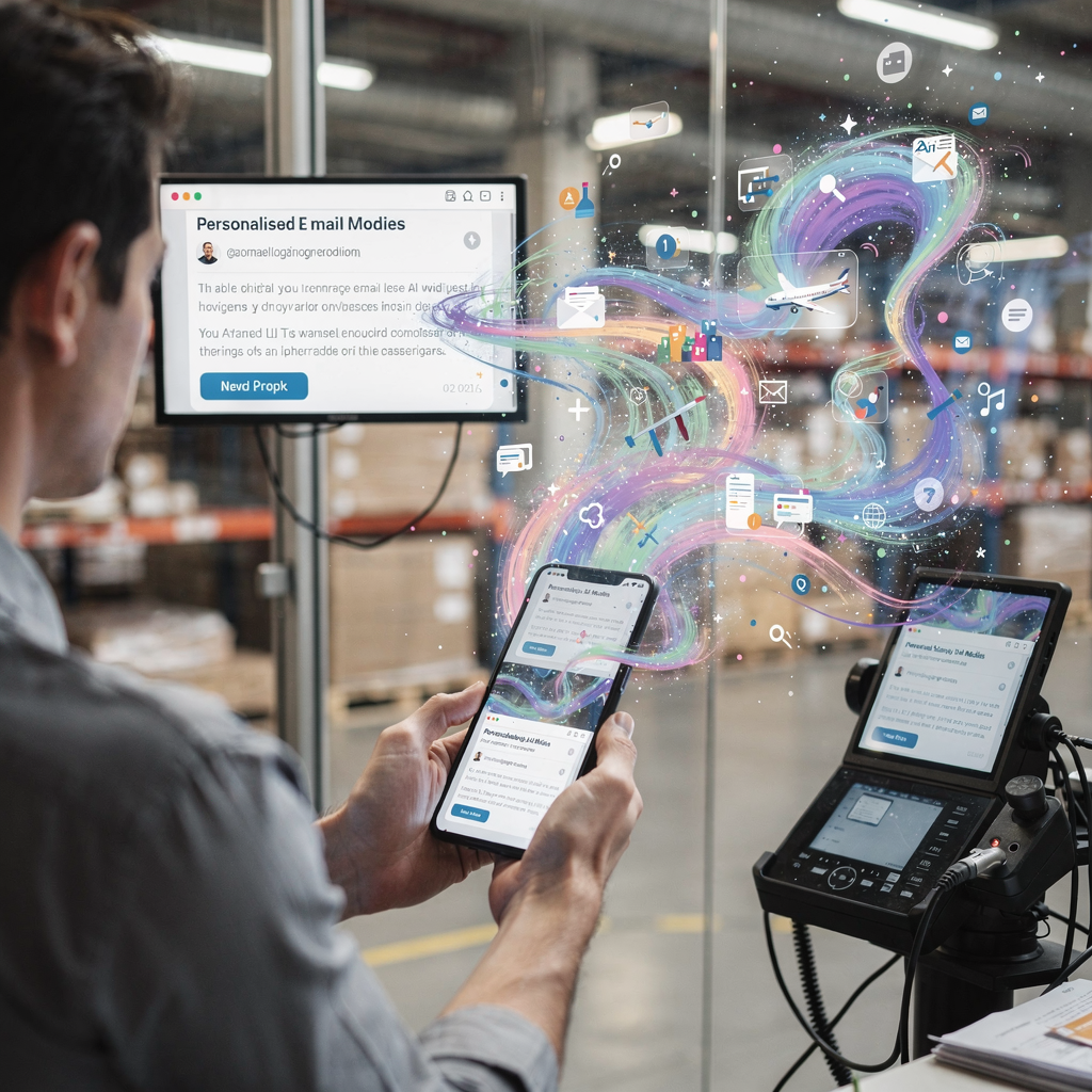 Gepersonaliseerde, door AI aangestuurde e-mailinhoud die op apparaten van passagiers verschijnt