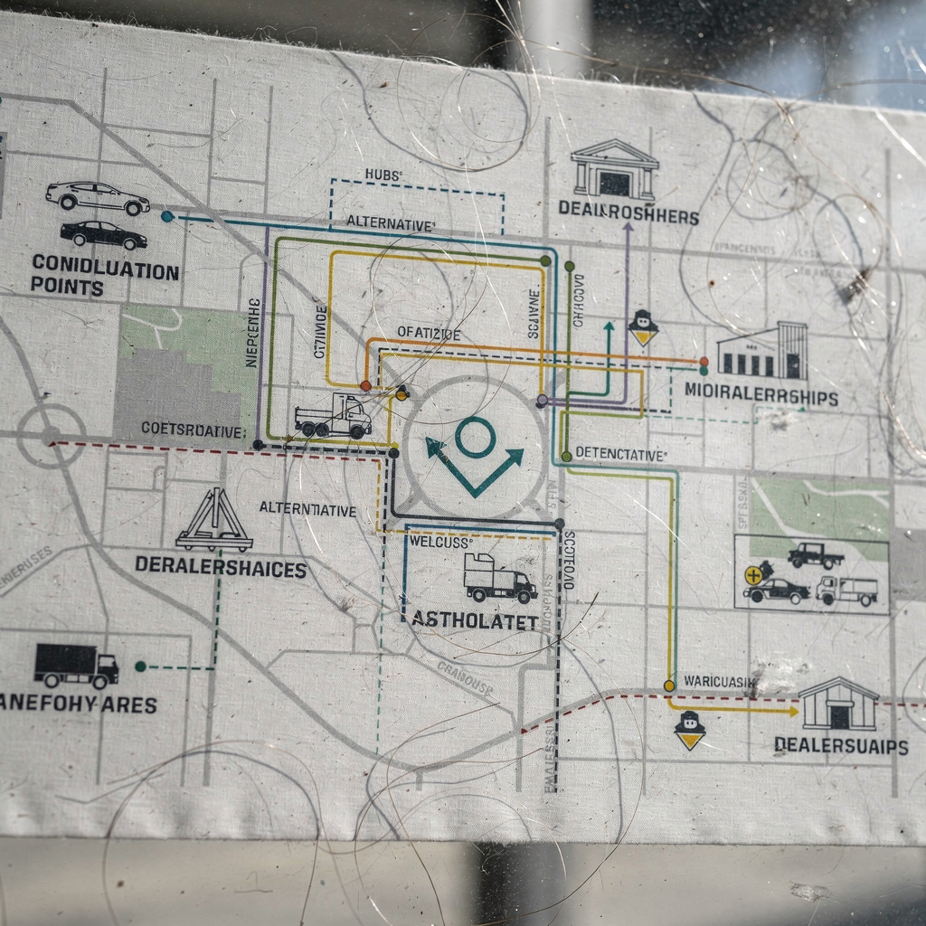 Kaart voor routeoptimalisatie met knooppunten en routes
