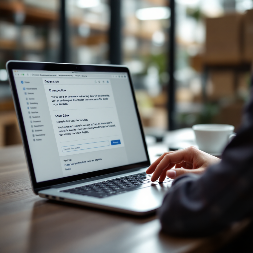 Salesperson using AI to draft an email with template suggestions