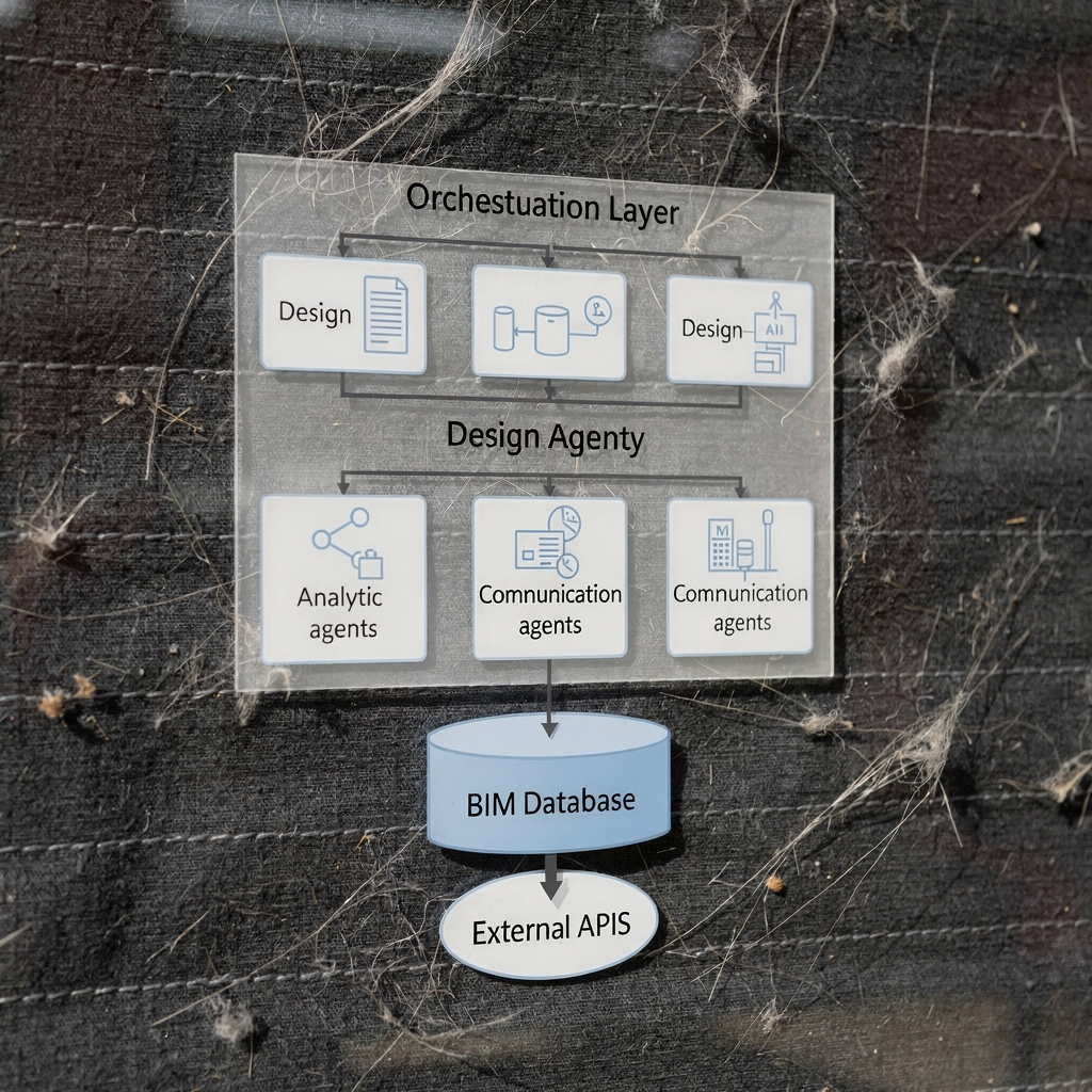 Software architecture diagram for AI agent integration with BIM