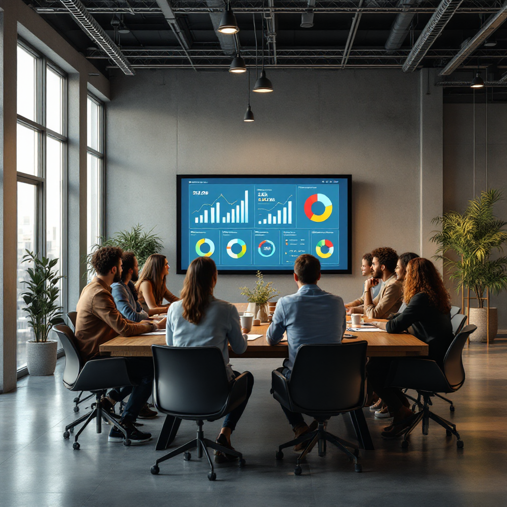 Réunion d'équipe avec graphiques d'allocation