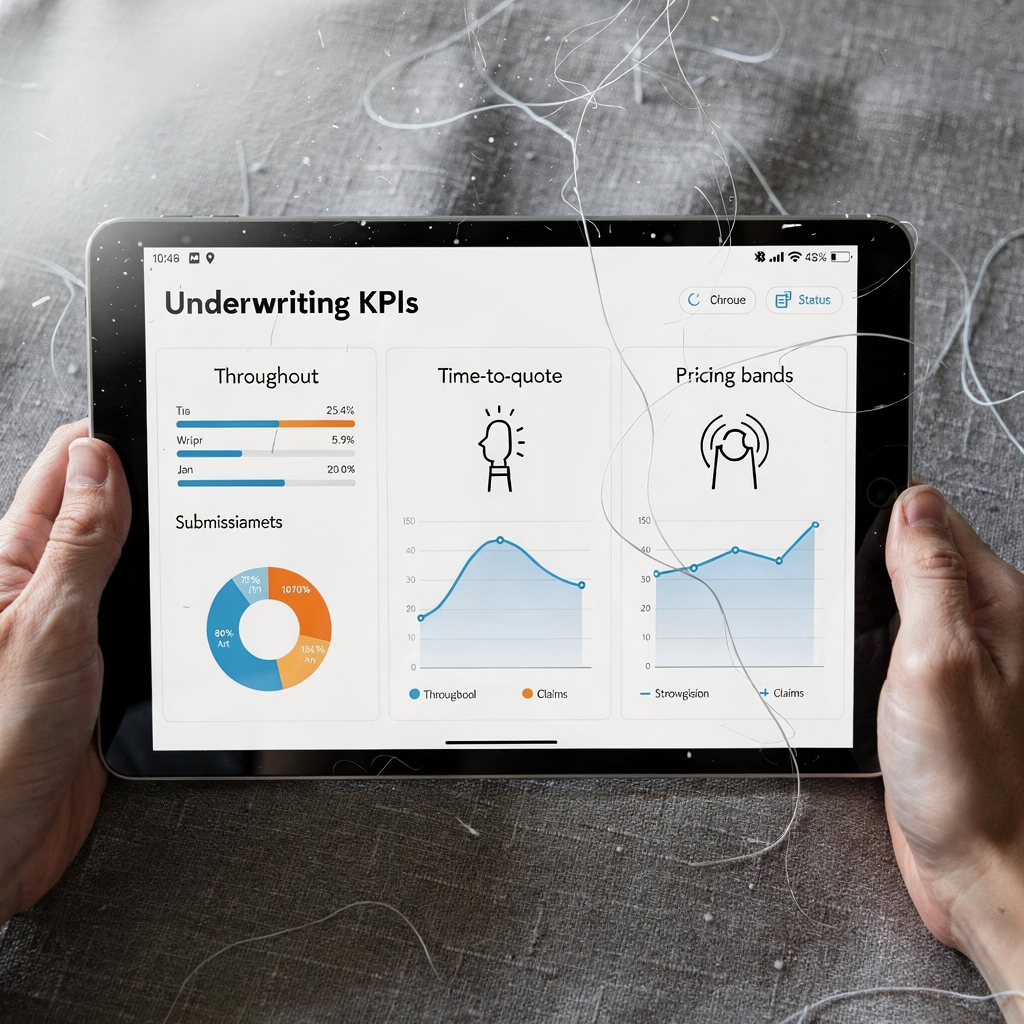 Panel KPI underwritingu na tablecie