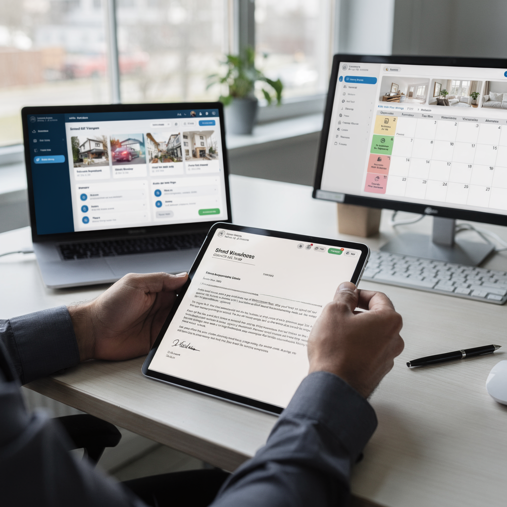 AI-assisterad kontraktsgranskning och schemaläggning på ett skrivbord