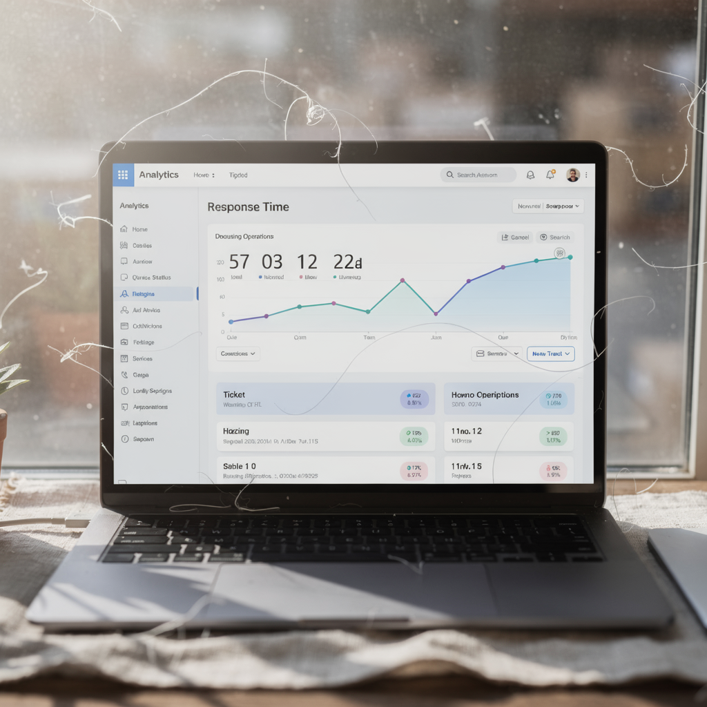 Analyse-dashboard met reactietijdstatistieken voor huisvesting