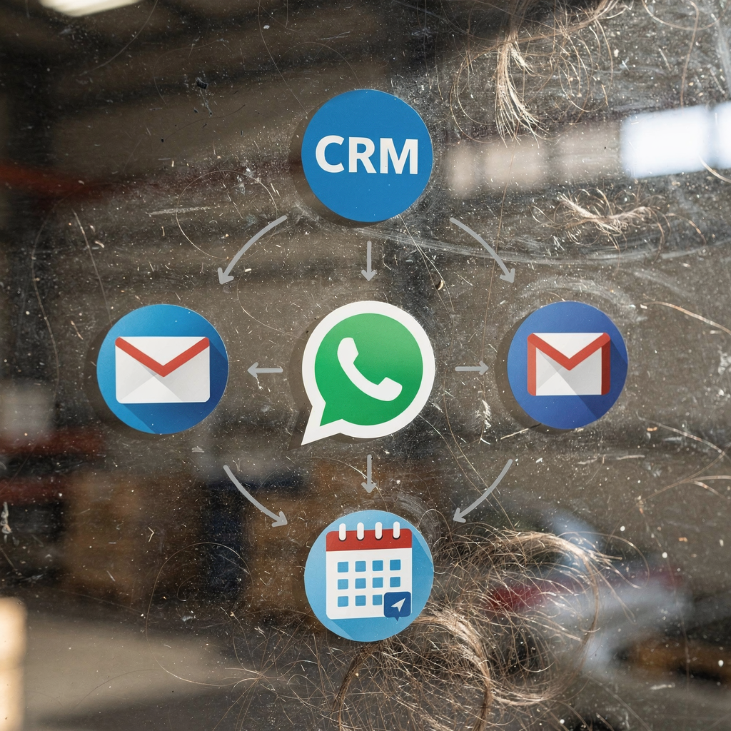 Diagram van CRM- en berichtintegraties