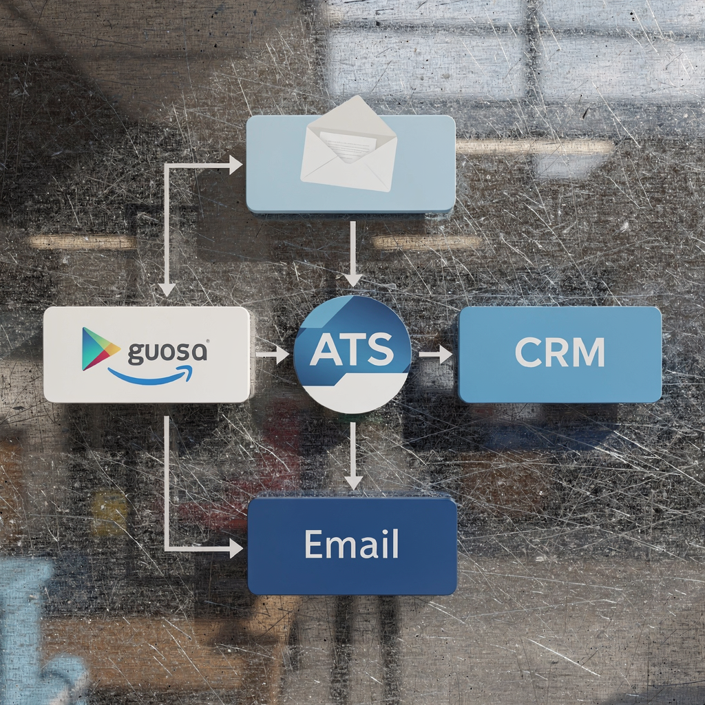 Diagram van e-mail-, ATS- en CRM-gegevensintegratie
