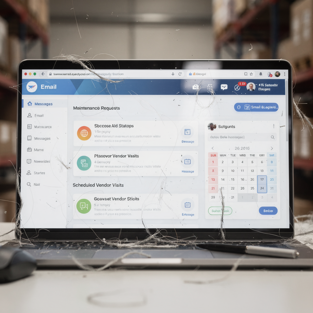 Dashboard van e-mailassistent met onderhoud en planning