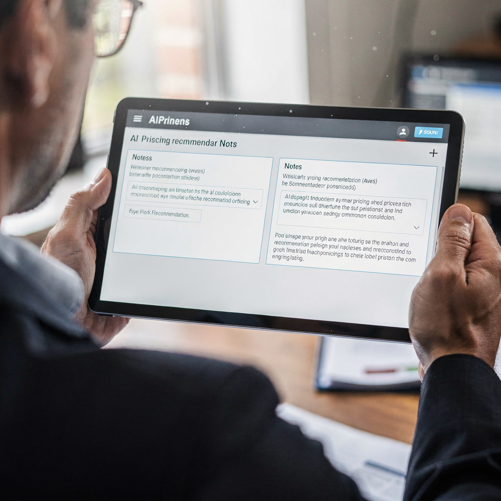 Instrumentpanel som visar mänskliga och AI:s prissättningsrekommendationer