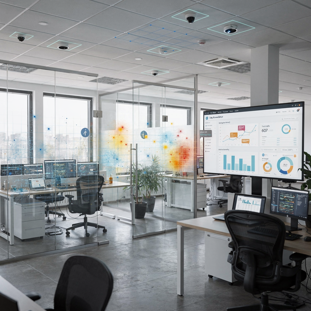 Carte thermique d'occupation de bureau et tableau de bord IA