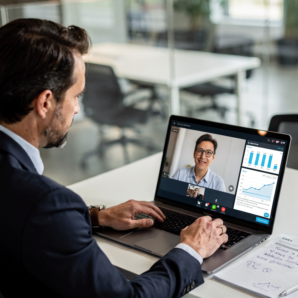 Recruiter die AI-ondersteunde video-interviewanalyses bekijkt