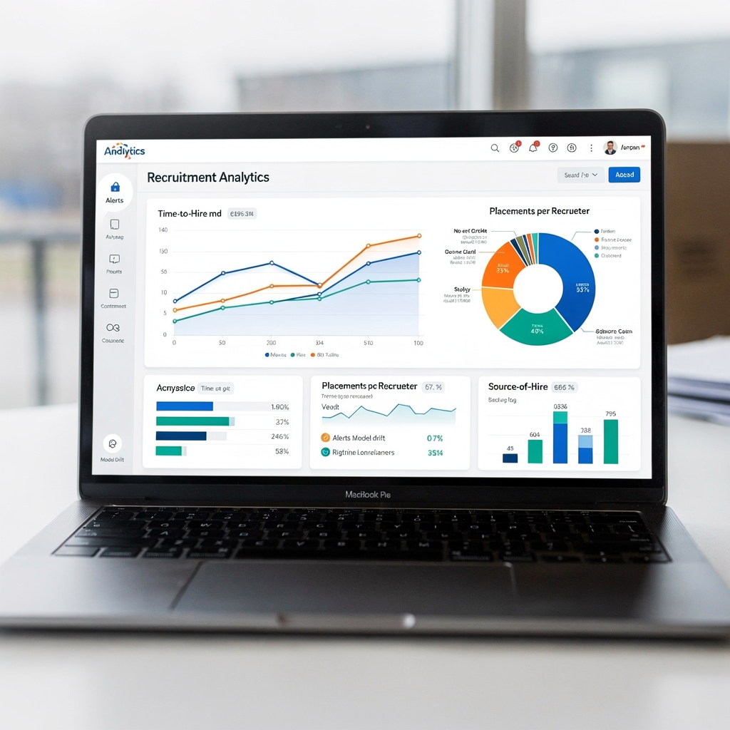 Recruitment analytics dashboard showing key metrics