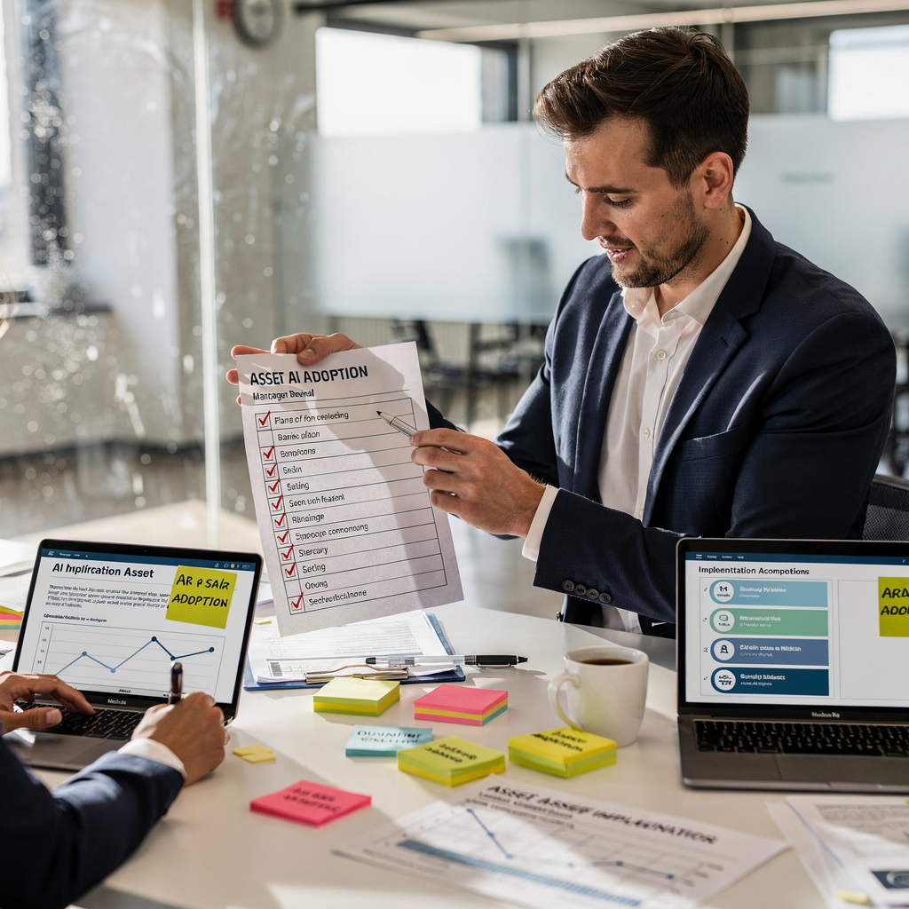 Team som planlegger sjekkliste for AI‑adopsjon