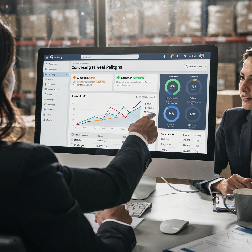 Csapat az élő szállítmány-műszerfalat és KPI-kat vizsgálja