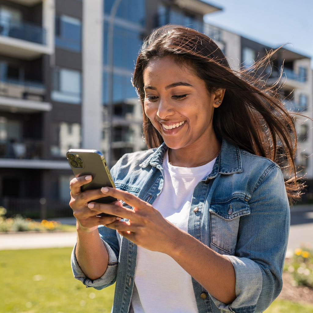 Bérlő a telefonján chatbottal cseveg