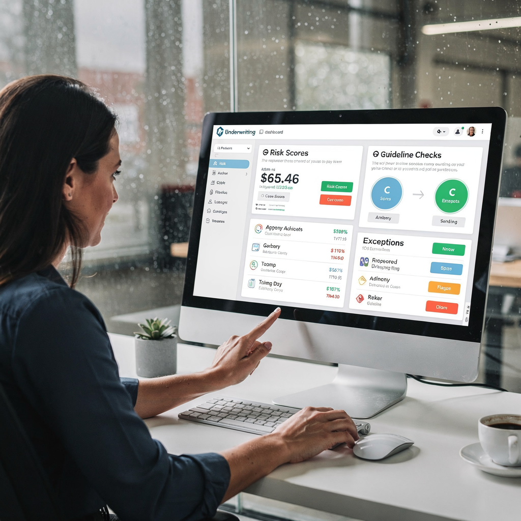 Underwriting-instrumentpanel med AI-riskpoäng